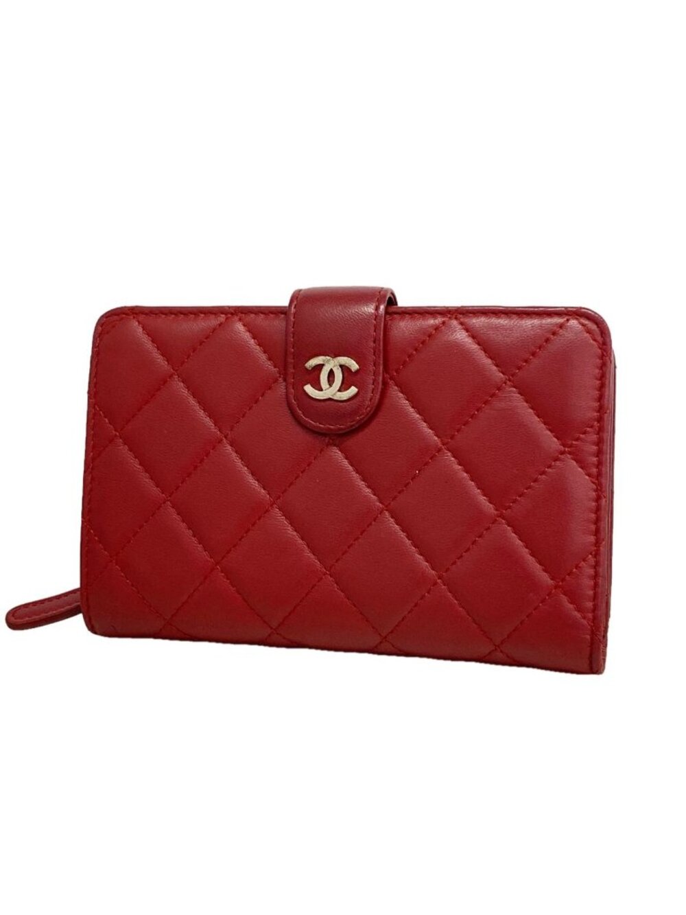 Chanel Wallet Quilted Lambskin Bordeaux Silver